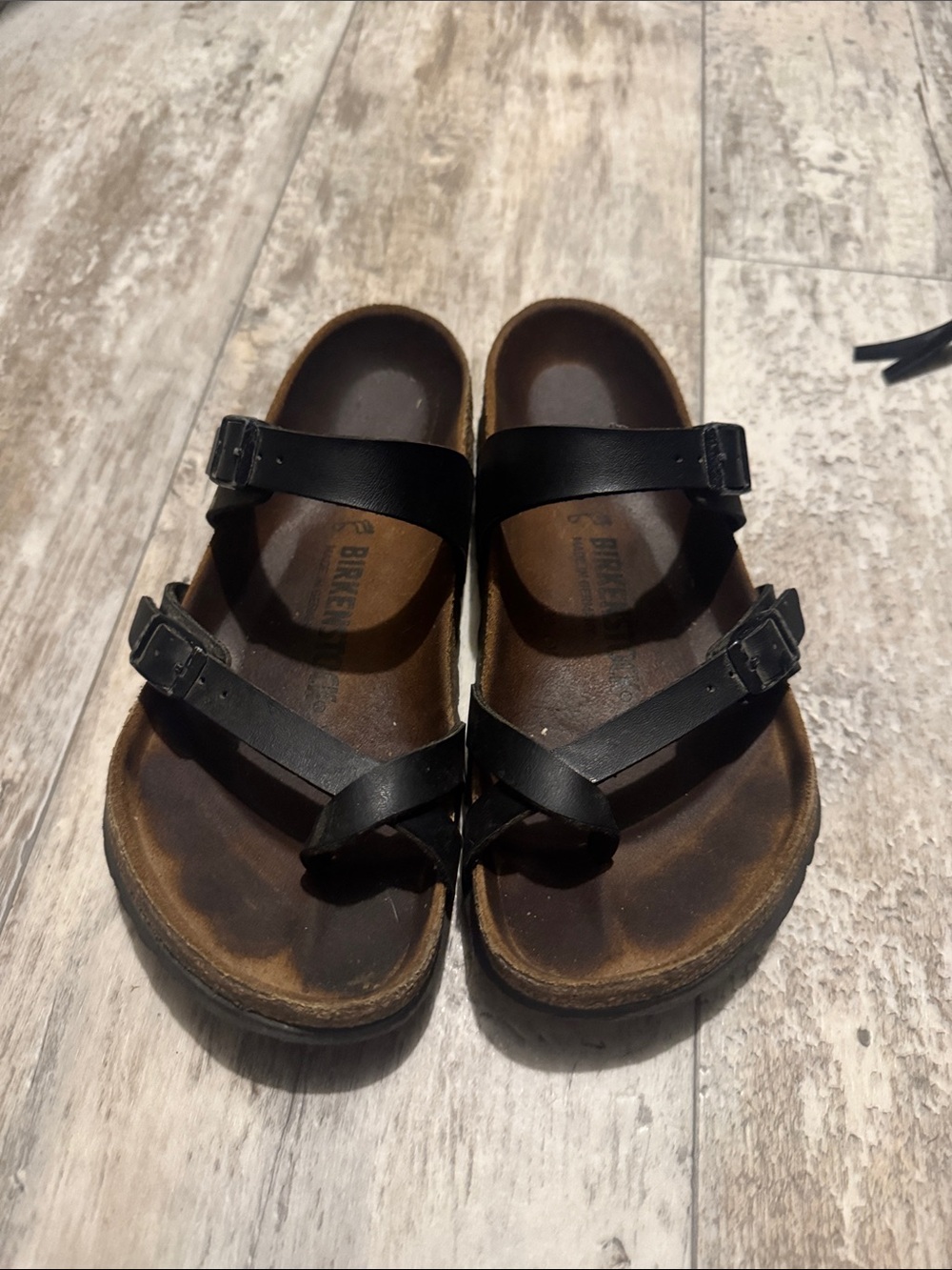 Birkenstock Black Leather Double-Strap Sandals
